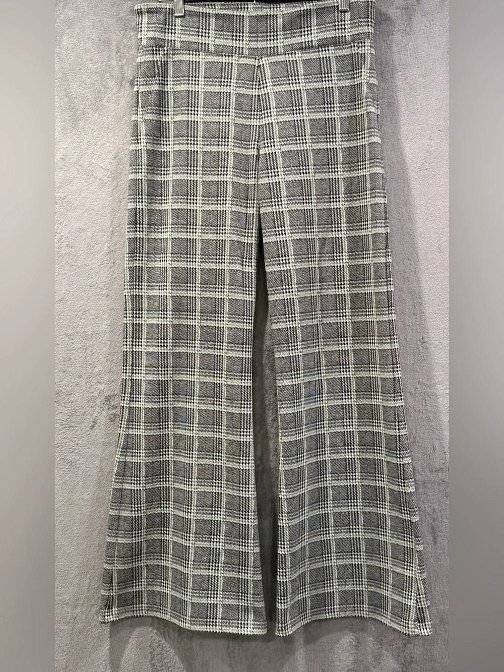 Betabrand‎ Women's Pants Gray Plaid Mid Rise Stretch Pull On Size M Retro